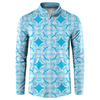 Polu Hawaii Iwa Bird Palaka Motifs Button Sweatshirt LT14 Blue - Polynesian Pride