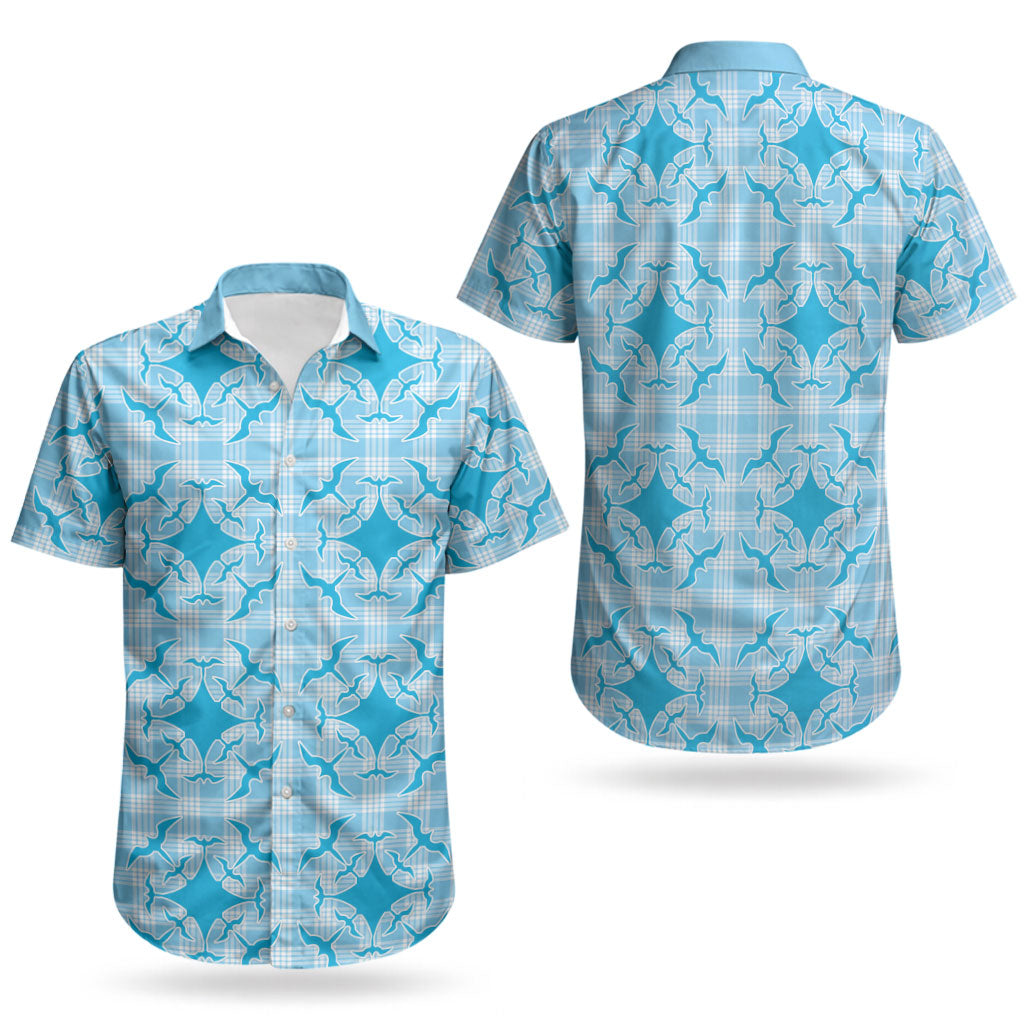 Polu Hawaii Iwa Bird Palaka Motifs Couples Matching Off Shoulder Maxi Dress and Hawaiian Shirt LT14 - Polynesian Pride
