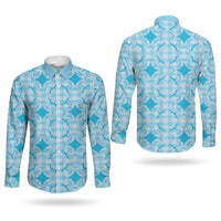 Polu Hawaii Iwa Bird Palaka Motifs Couples Matching Off The Shoulder Long Sleeve Dress and Long Sleeve Button Shirt LT14 - Polynesian Pride