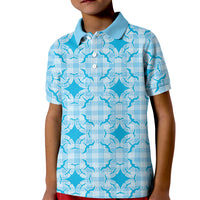 Polu Hawaii Iwa Bird Palaka Motifs Kid Polo Shirt LT14 Kid Blue - Polynesian Pride