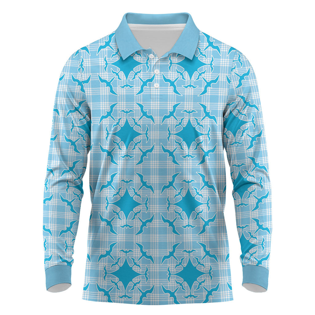 Polu Hawaii Iwa Bird Palaka Motifs Long Sleeve Polo Shirt