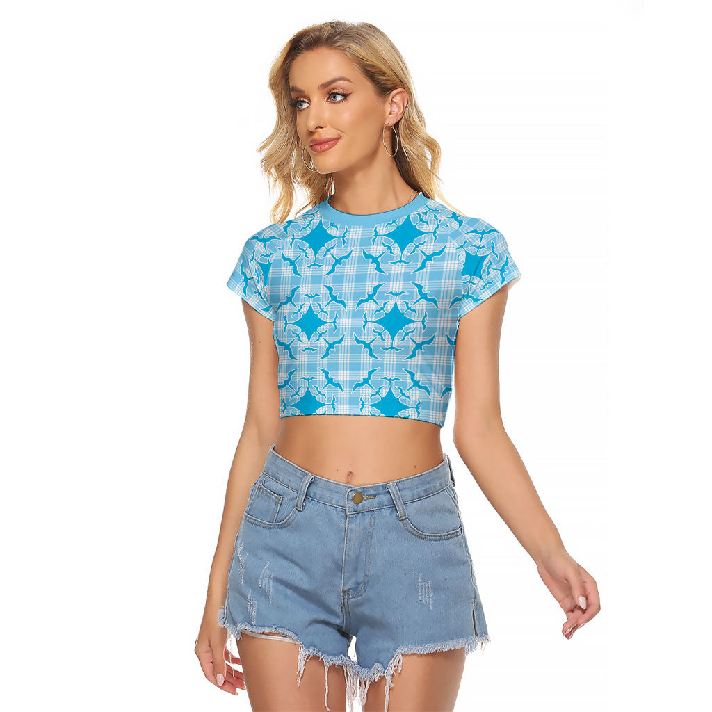 Polu Hawaii Iwa Bird Palaka Motifs Raglan Cropped T Shirt