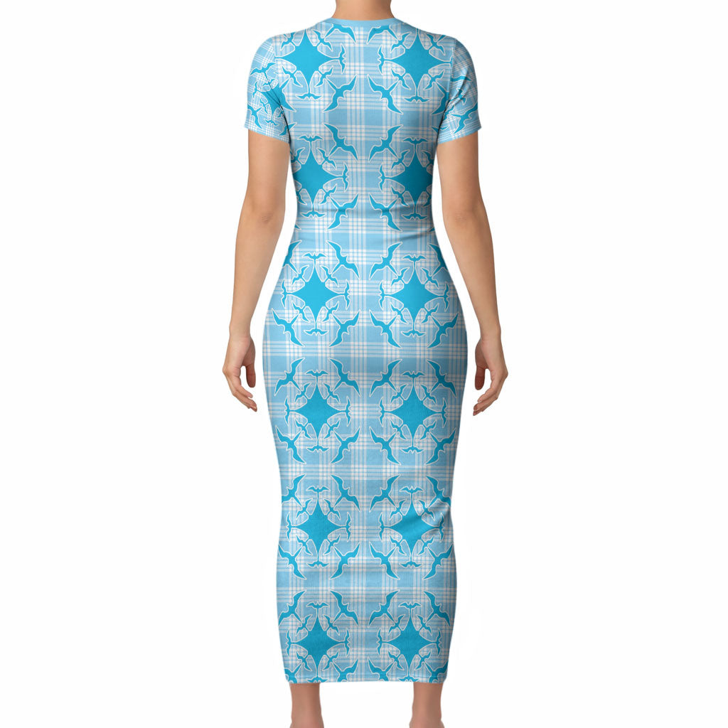 Polu Hawaii Iwa Bird Palaka Motifs Short Sleeve Bodycon Dress LT14 - Polynesian Pride