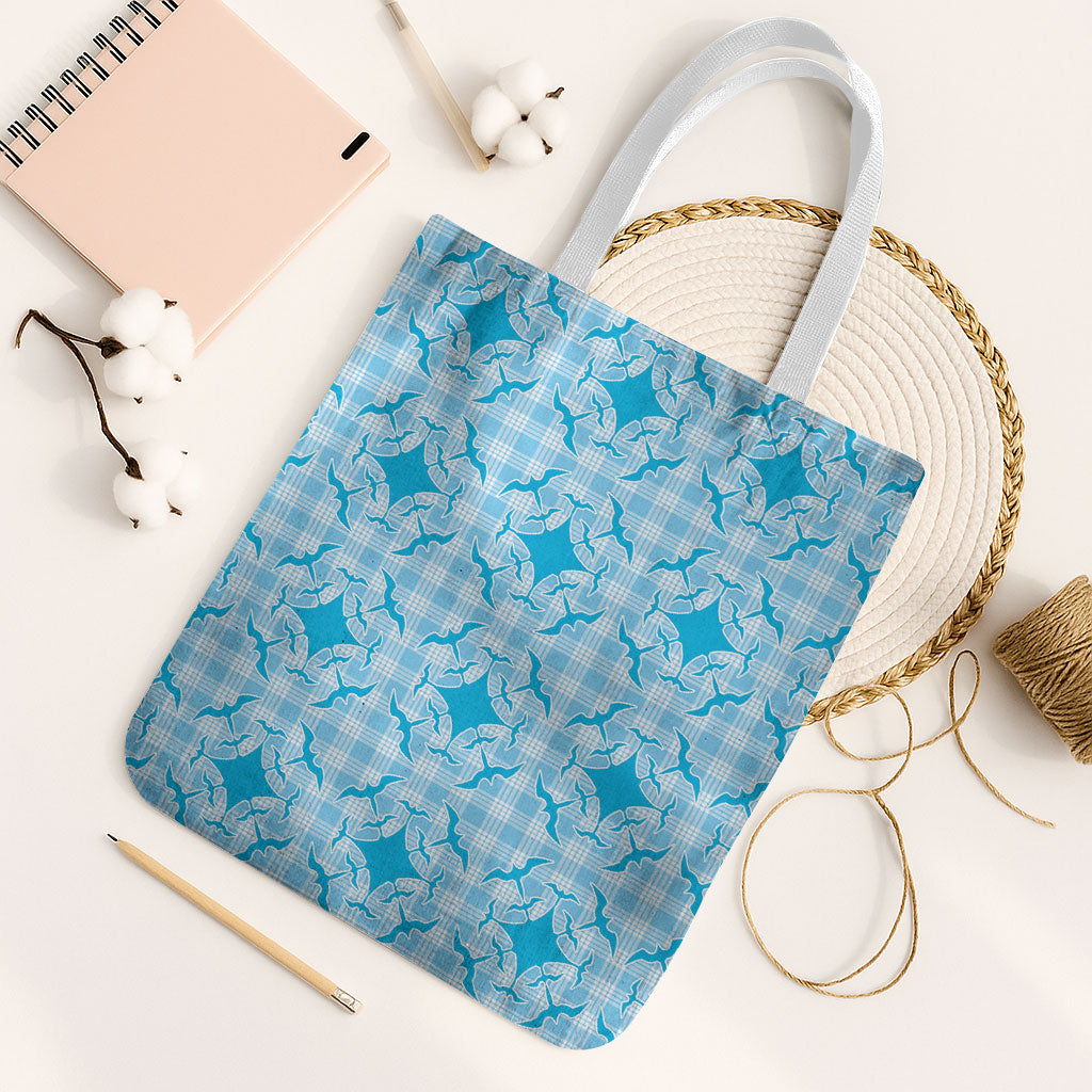 Polu Hawaii Iwa Bird Palaka Motifs Tote Bag LT14 White Strap One Size Blue - Polynesian Pride