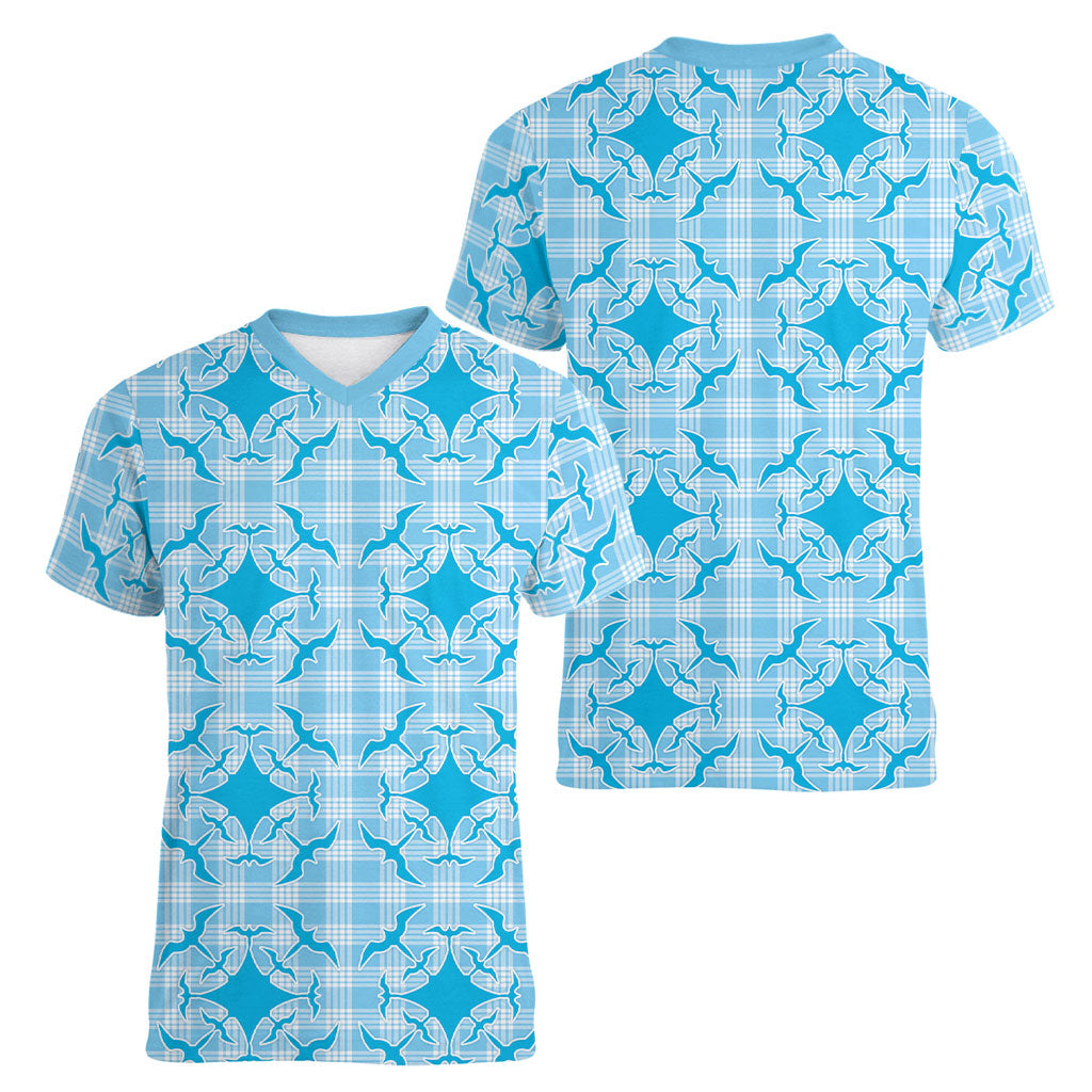 Polu Hawaii Iwa Bird Palaka Motifs Women V-Neck T-Shirt LT14 - Polynesian Pride