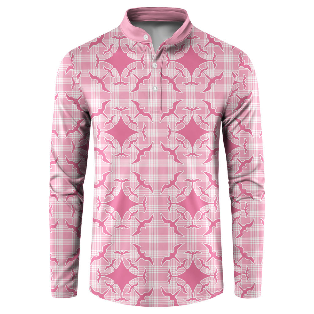Alaka Hawaii Iwa Bird Palaka Motifs Button Sweatshirt LT14 Pink - Polynesian Pride