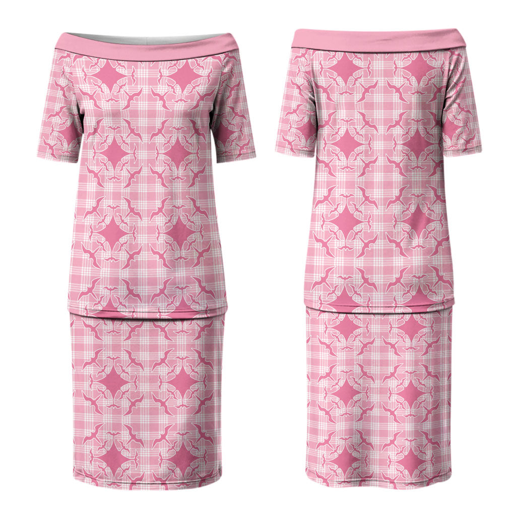 Alaka Hawaii Iwa Bird Palaka Motifs Family Matching Puletasi and Hawaiian Shirt LT14 Mom's Dress Pink - Polynesian Pride