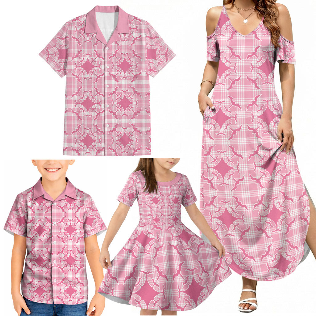 Alaka Hawaii Iwa Bird Palaka Motifs Family Matching Summer Maxi Dress and Hawaiian Shirt LT14 - Polynesian Pride
