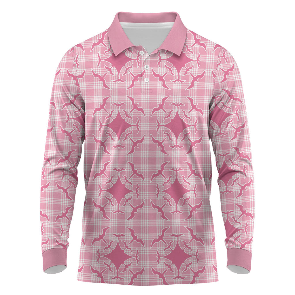Alaka Hawaii Iwa Bird Palaka Motifs Long Sleeve Polo Shirt