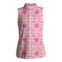 Alaka Hawaii Iwa Bird Palaka Motifs Women Sleeveless Polo Shirt LT14 Female Pink - Polynesian Pride