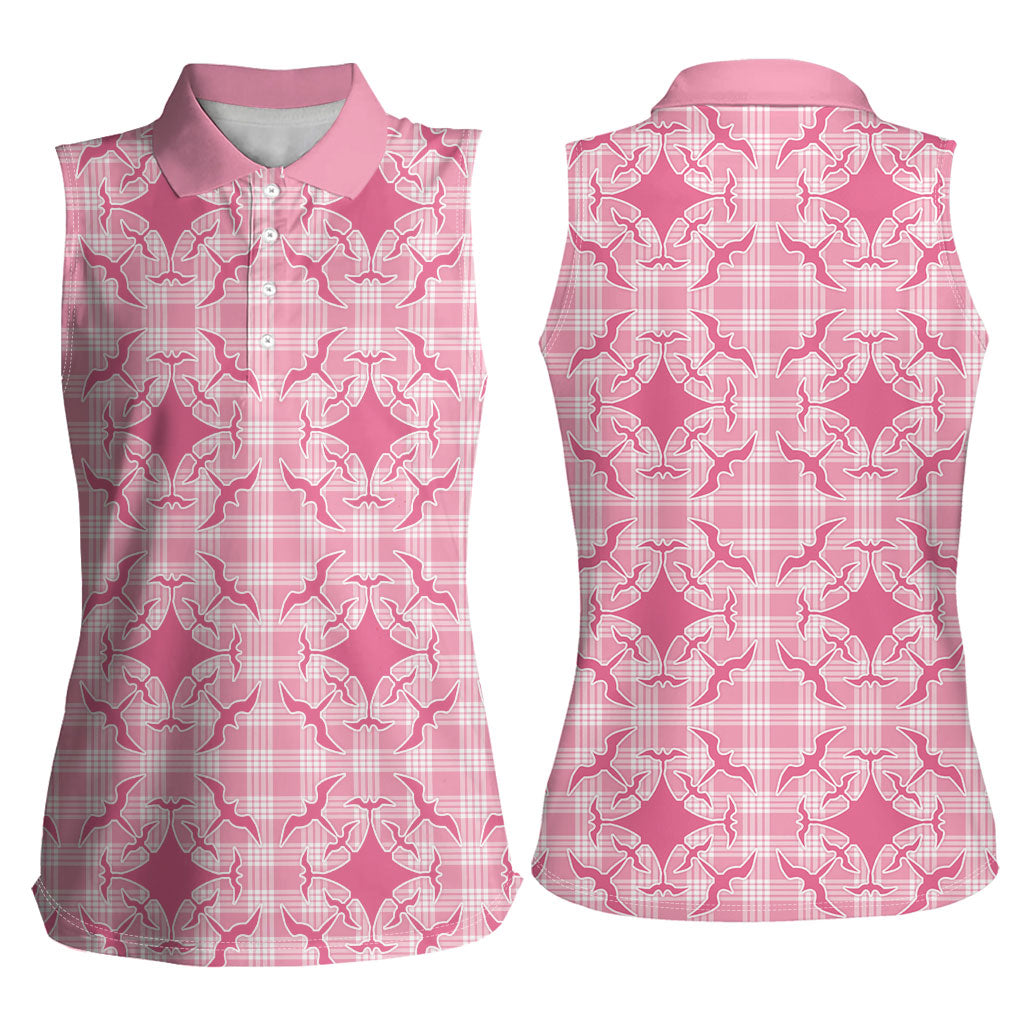 Alaka Hawaii Iwa Bird Palaka Motifs Women Sleeveless Polo Shirt LT14 - Polynesian Pride