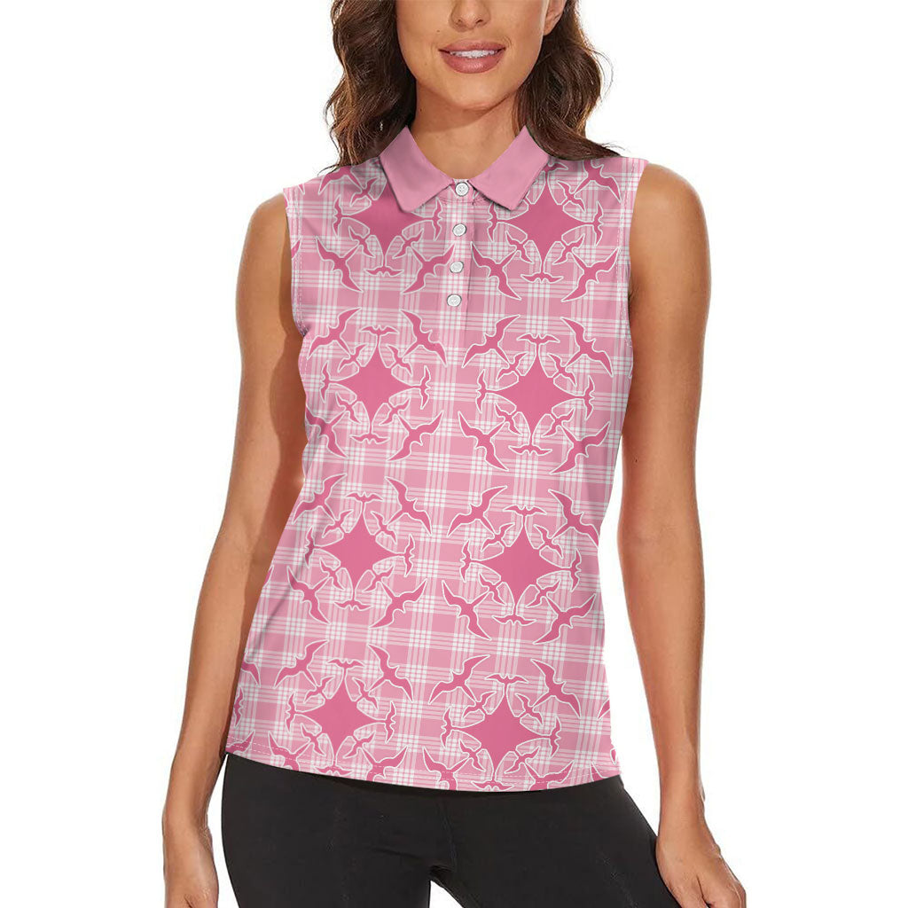 Alaka Hawaii Iwa Bird Palaka Motifs Women Sleeveless Polo Shirt LT14 - Polynesian Pride
