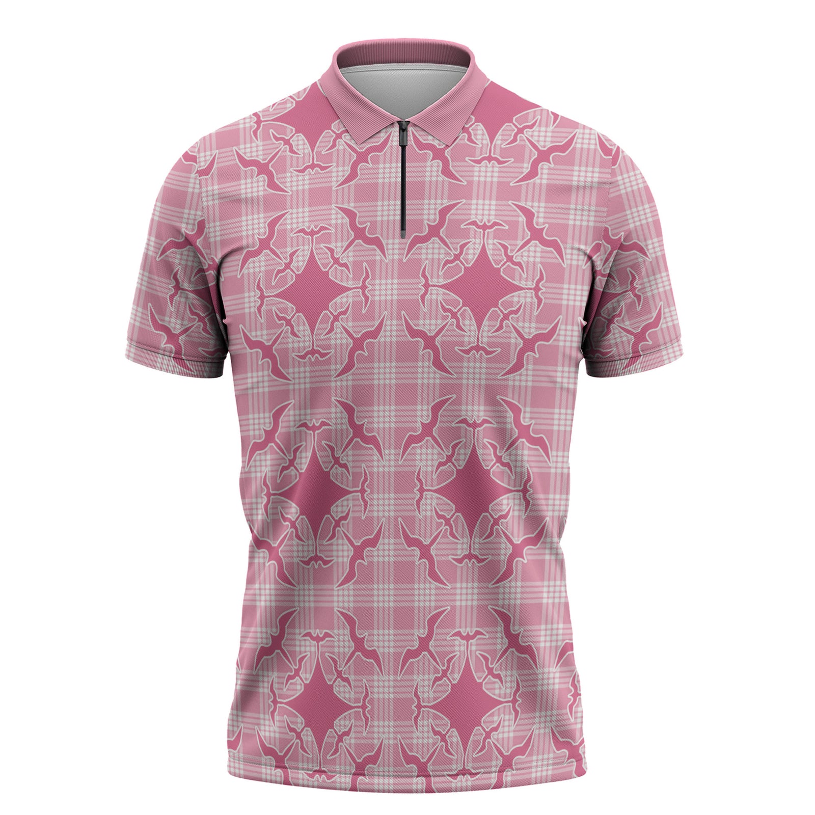 Alaka Hawaii Iwa Bird Palaka Motifs Zipper Polo Shirt