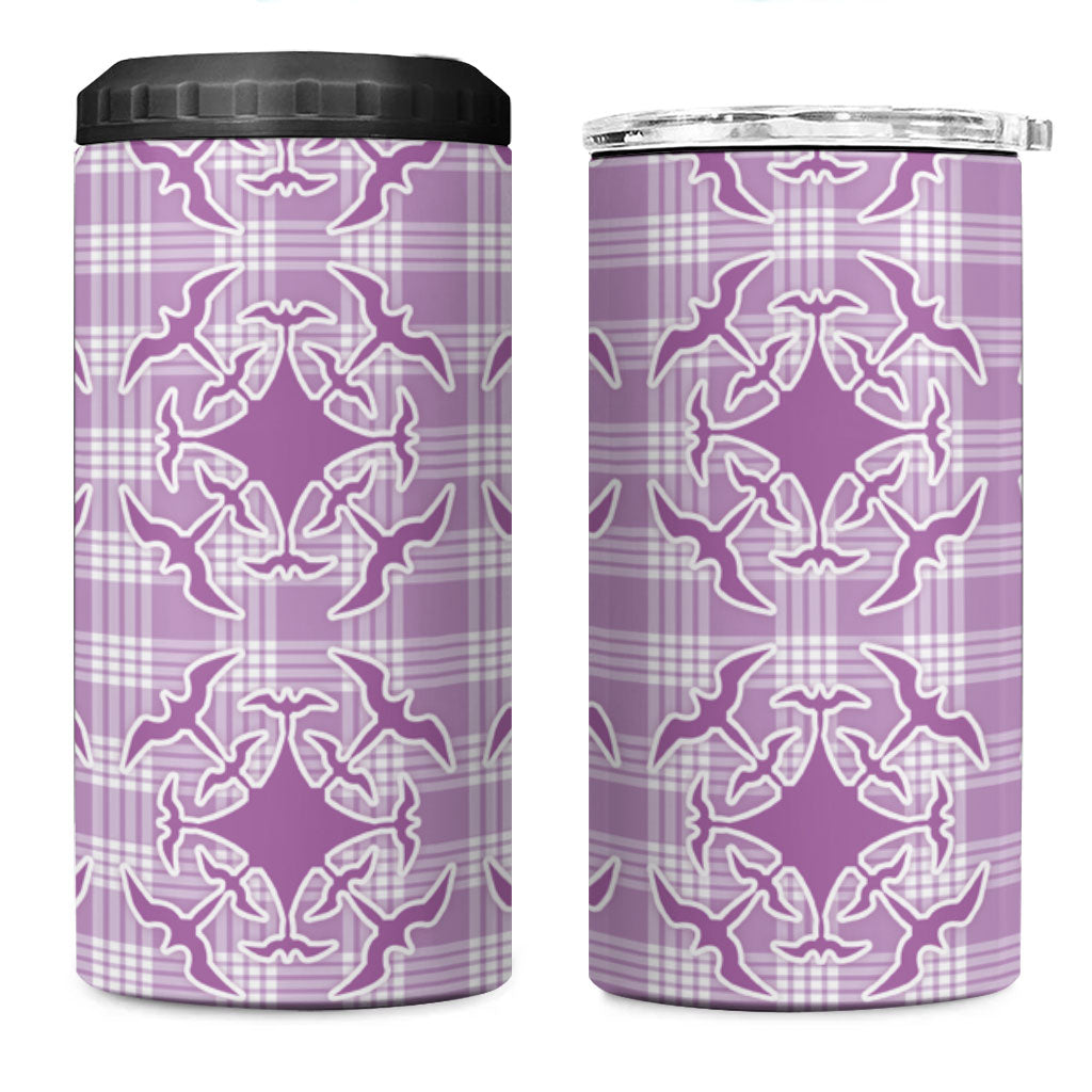 Poni Hawaii Iwa Bird Palaka Motifs 4 in 1 Can Cooler Tumbler LT14 One Size: 16 oz Purple - Polynesian Pride