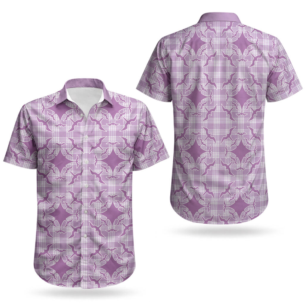 Poni Hawaii Iwa Bird Palaka Motifs Couples Matching Off Shoulder Short Dress and Hawaiian Shirt LT14 - Polynesian Pride