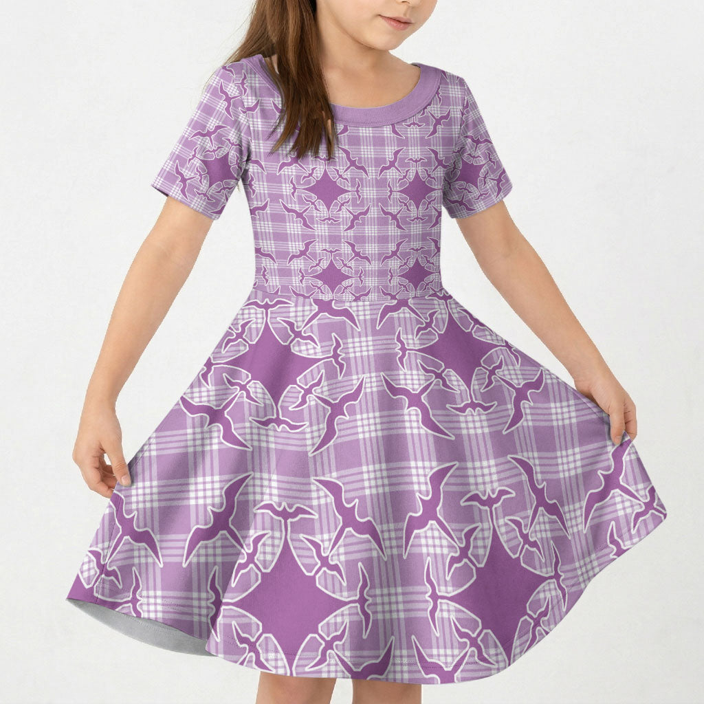 Poni Hawaii Iwa Bird Palaka Motifs Kid Short Sleeve Dress