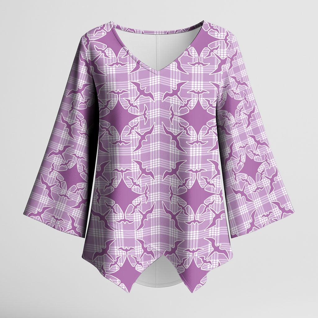 Poni Hawaii Iwa Bird Palaka Motifs Kimono Sleeve Blouse
