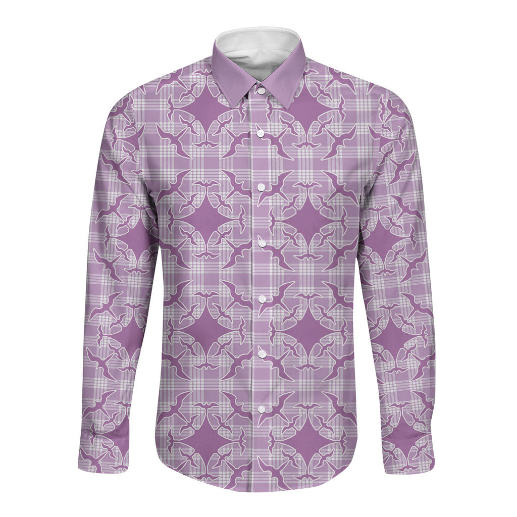 Poni Hawaii Iwa Bird Palaka Motifs Long Sleeve Button Shirt
