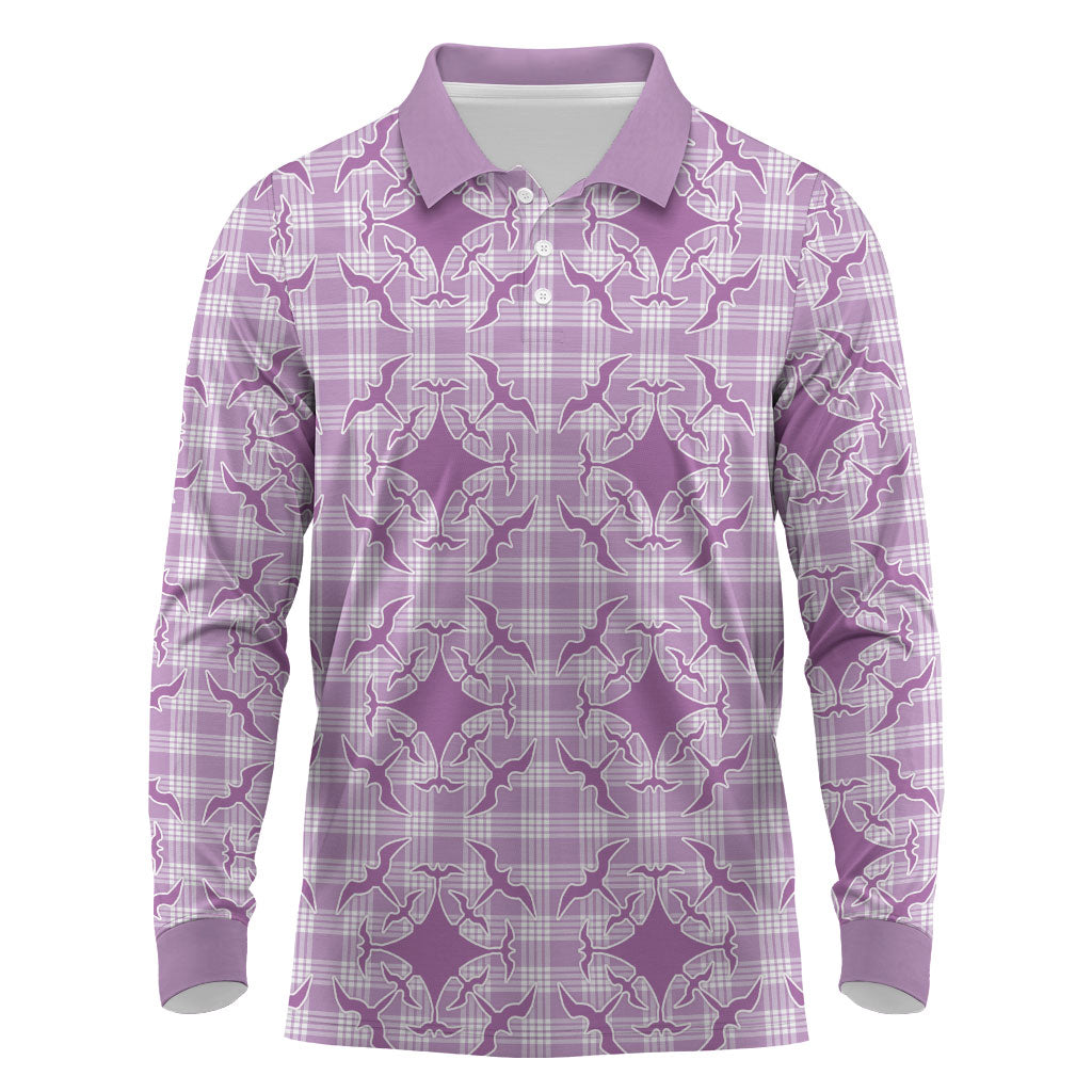 Poni Hawaii Iwa Bird Palaka Motifs Long Sleeve Polo Shirt