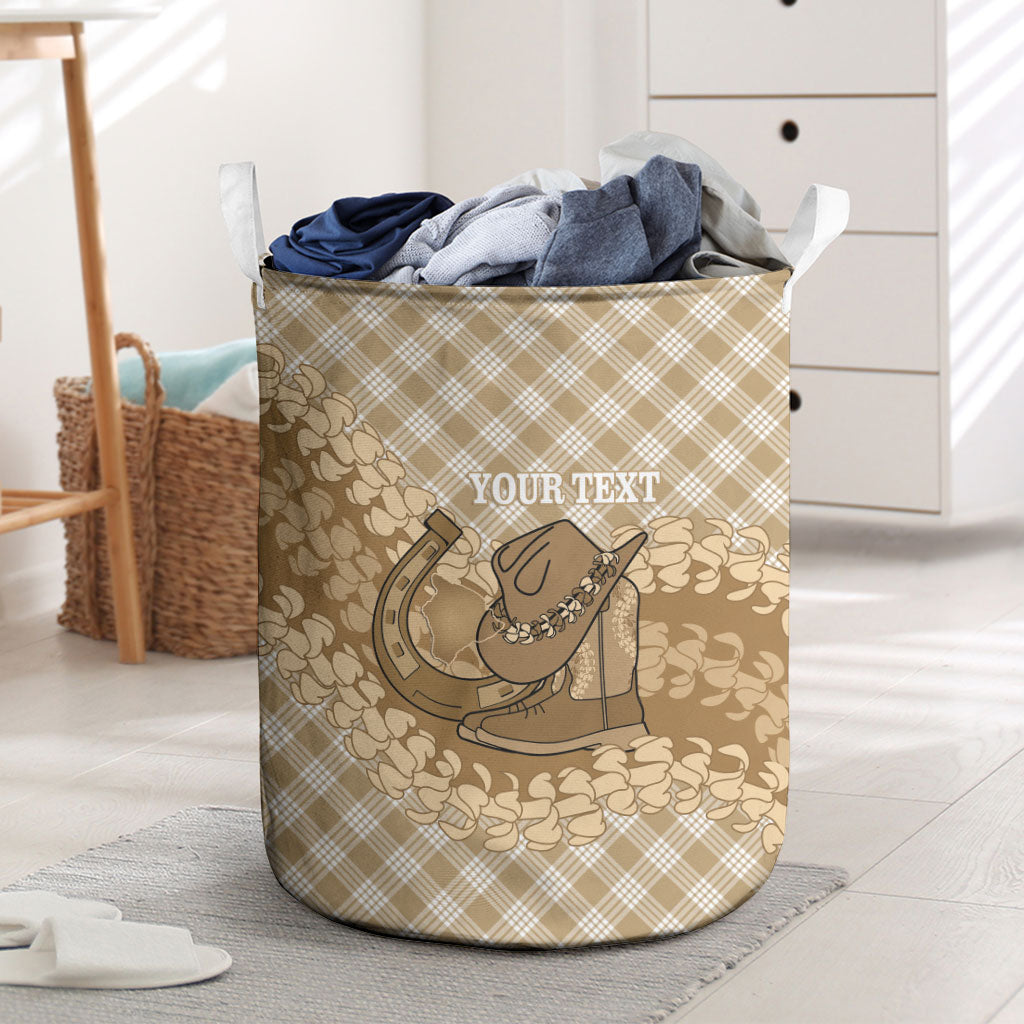 Makue Hawaii Cowboy Palaka Motifs Personalised Laundry Basket Paniolo Festival Puakenikeni Lei