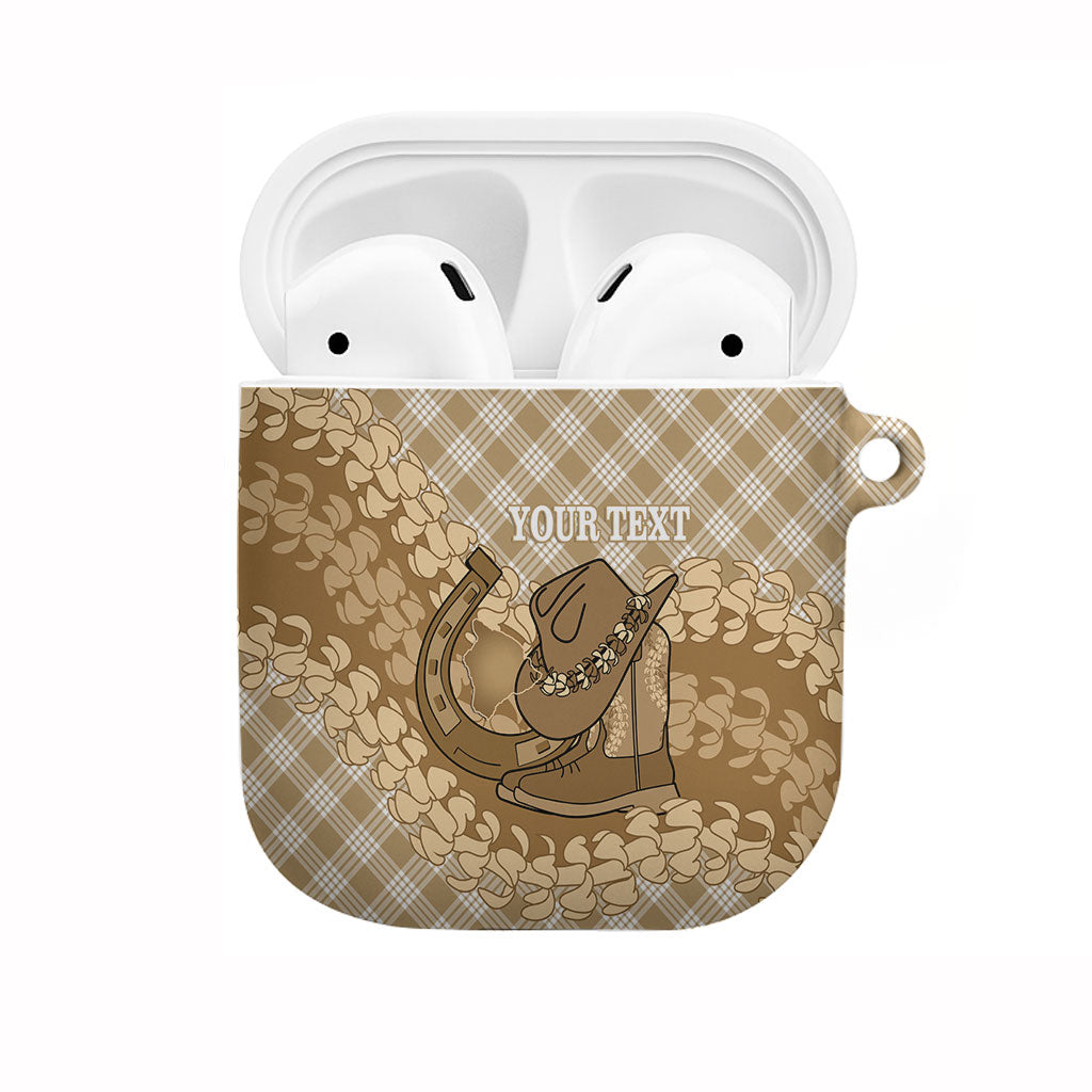 Makue Hawaii Cowboy Palaka Motifs Personalised AirPods Case Paniolo Festival Puakenikeni Lei