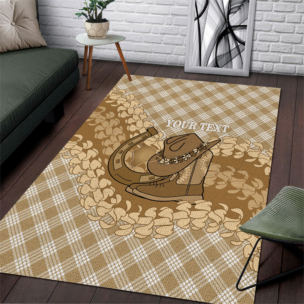 Makue Hawaii Cowboy Palaka Motifs Personalised Area Rug Paniolo Festival Puakenikeni Lei