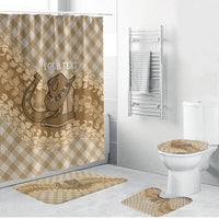 Makue Hawaii Cowboy Palaka Motifs Personalised Bathroom Set Paniolo Festival Puakenikeni Lei LT14 Bathroom Set (4 pcs) Brown - Polynesian Pride
