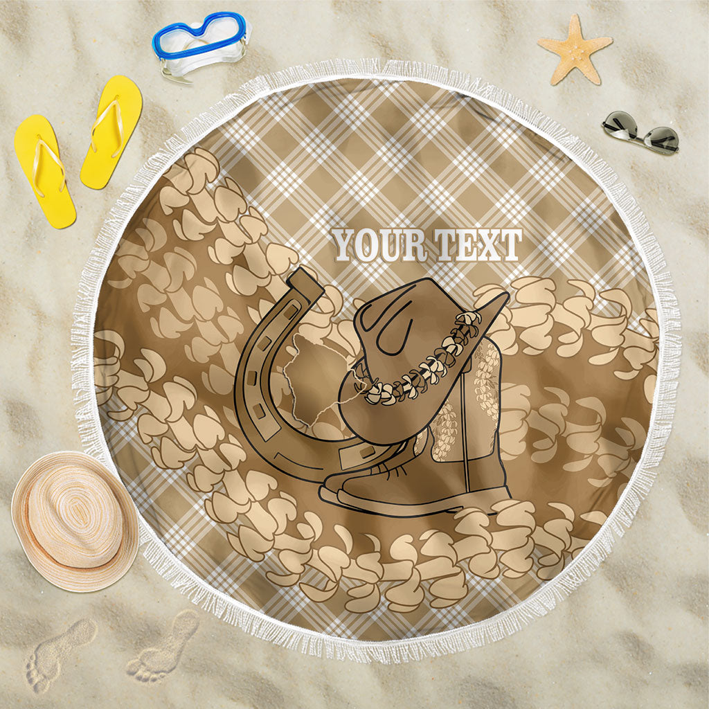 Makue Hawaii Cowboy Palaka Motifs Personalised Beach Blanket Paniolo Festival Puakenikeni Lei