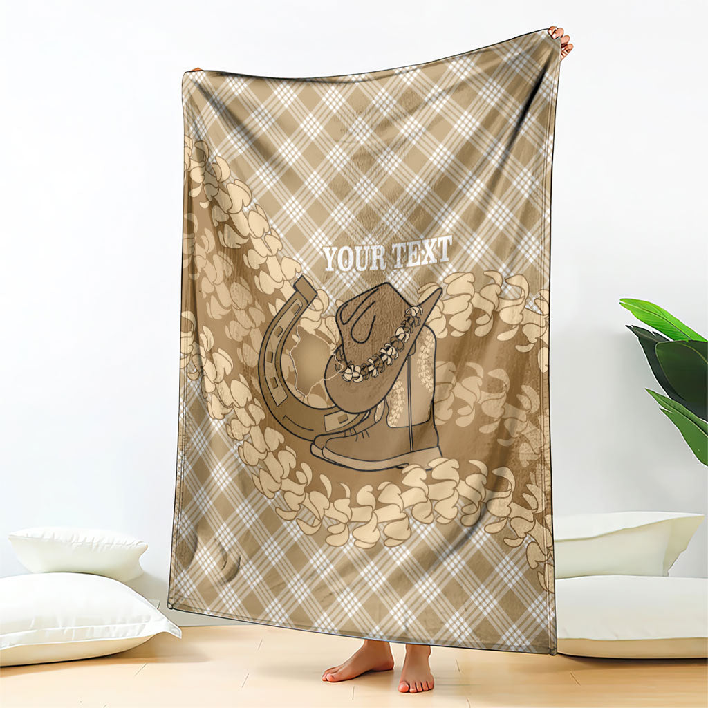 Makue Hawaii Cowboy Palaka Motifs Personalised Blanket Paniolo Festival Puakenikeni Lei LT14 - Polynesian Pride