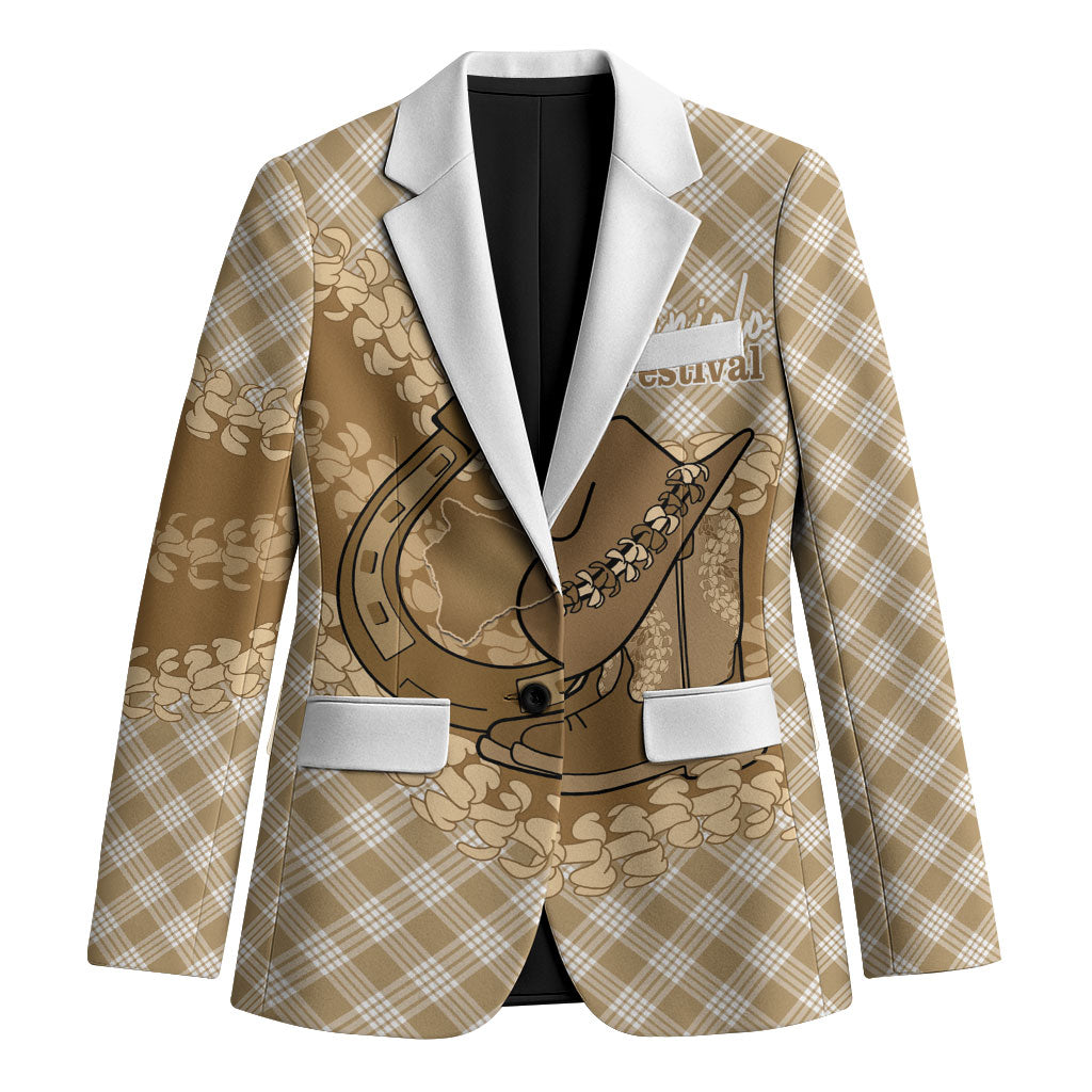 Makue Hawaii Cowboy Palaka Motifs Personalised Blazer Paniolo Festival Puakenikeni Lei