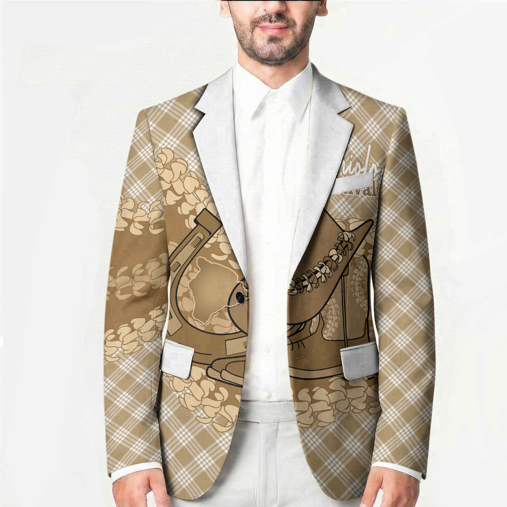 Makue Hawaii Cowboy Palaka Motifs Personalised Blazer Paniolo Festival Puakenikeni Lei LT14 - Polynesian Pride