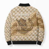 Makue Hawaii Cowboy Palaka Motifs Personalised Bomber Puffer Jacket Paniolo Festival Puakenikeni Lei LT14 - Polynesian Pride
