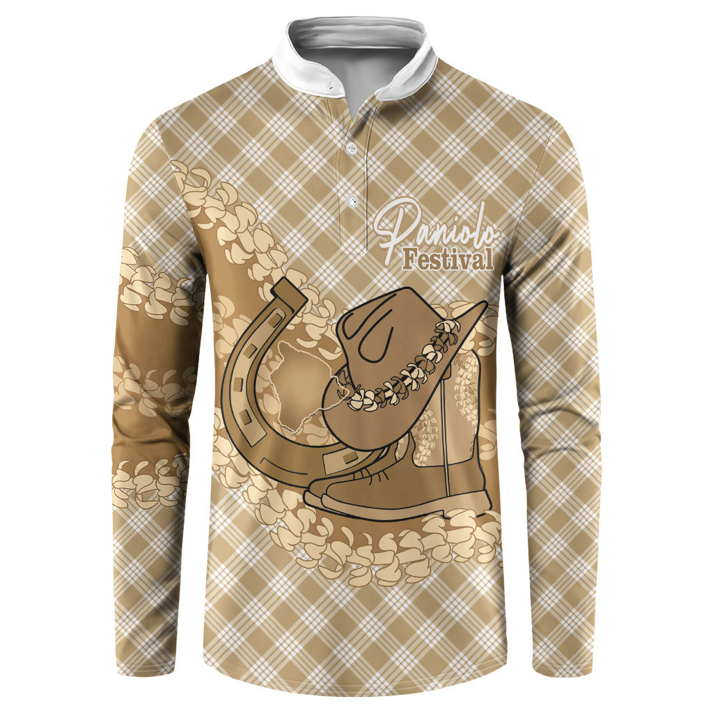 Makue Hawaii Cowboy Palaka Motifs Personalised Button Sweatshirt Paniolo Festival Puakenikeni Lei