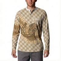 Makue Hawaii Cowboy Palaka Motifs Personalised Button Sweatshirt Paniolo Festival Puakenikeni Lei LT14 - Polynesian Pride