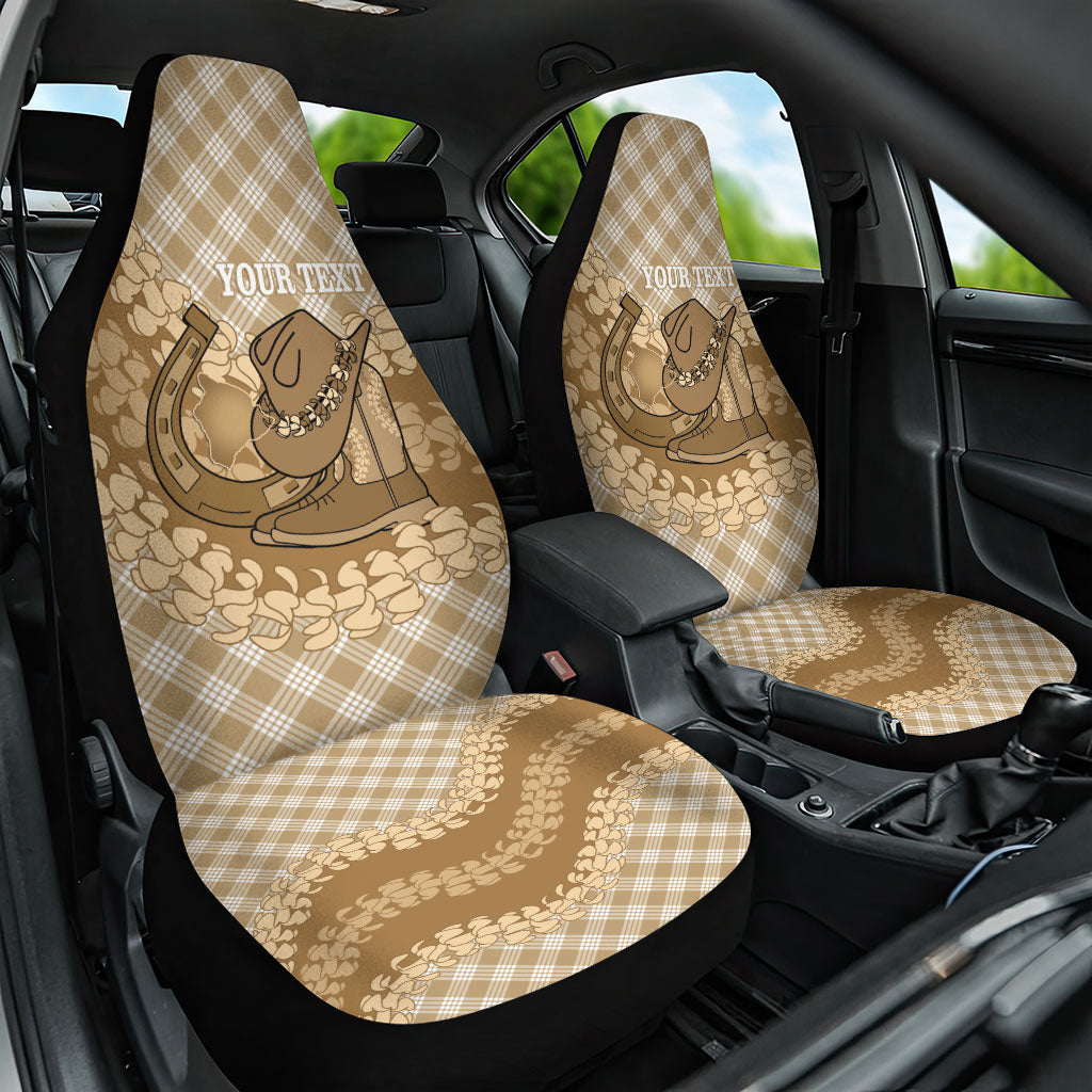 Makue Hawaii Cowboy Palaka Motifs Personalised Car Seat Cover Paniolo Festival Puakenikeni Lei