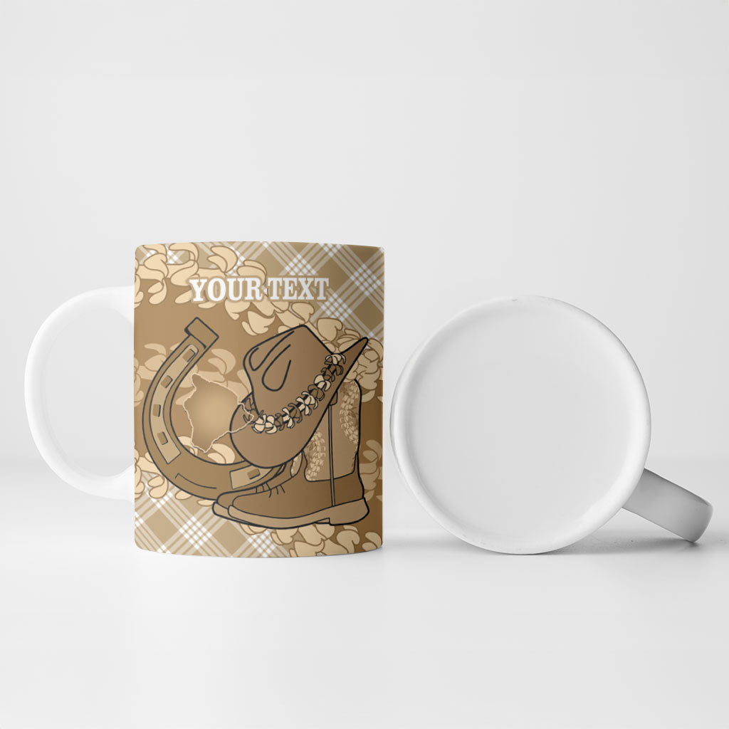 Makue Hawaii Cowboy Palaka Motifs Personalised Ceramic Mug Paniolo Festival Puakenikeni Lei LT14 - Polynesian Pride