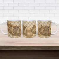 Makue Hawaii Cowboy Palaka Motifs Personalised Ceramic Mug Paniolo Festival Puakenikeni Lei LT14 - Polynesian Pride