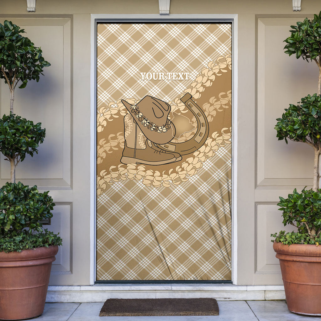 Makue Hawaii Cowboy Palaka Motifs Personalised Door Cover Paniolo Festival Puakenikeni Lei