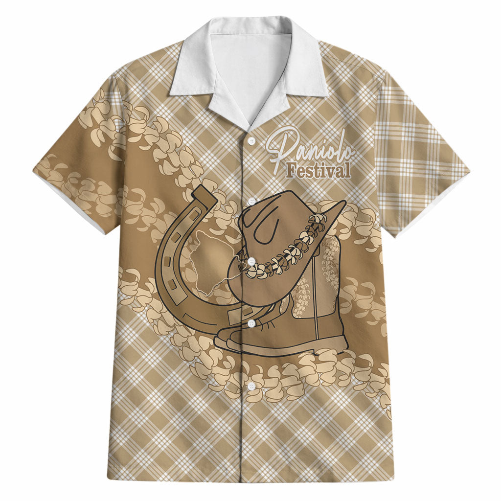 Makue Hawaii Cowboy Palaka Motifs Personalised Hawaiian Shirt Paniolo Festival Puakenikeni Lei