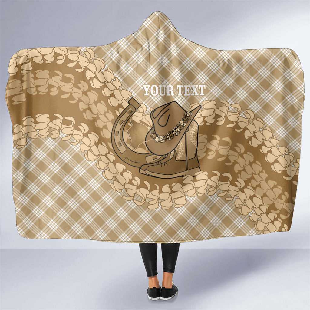 Makue Hawaii Cowboy Palaka Motifs Personalised Hooded Blanket Paniolo Festival Puakenikeni Lei