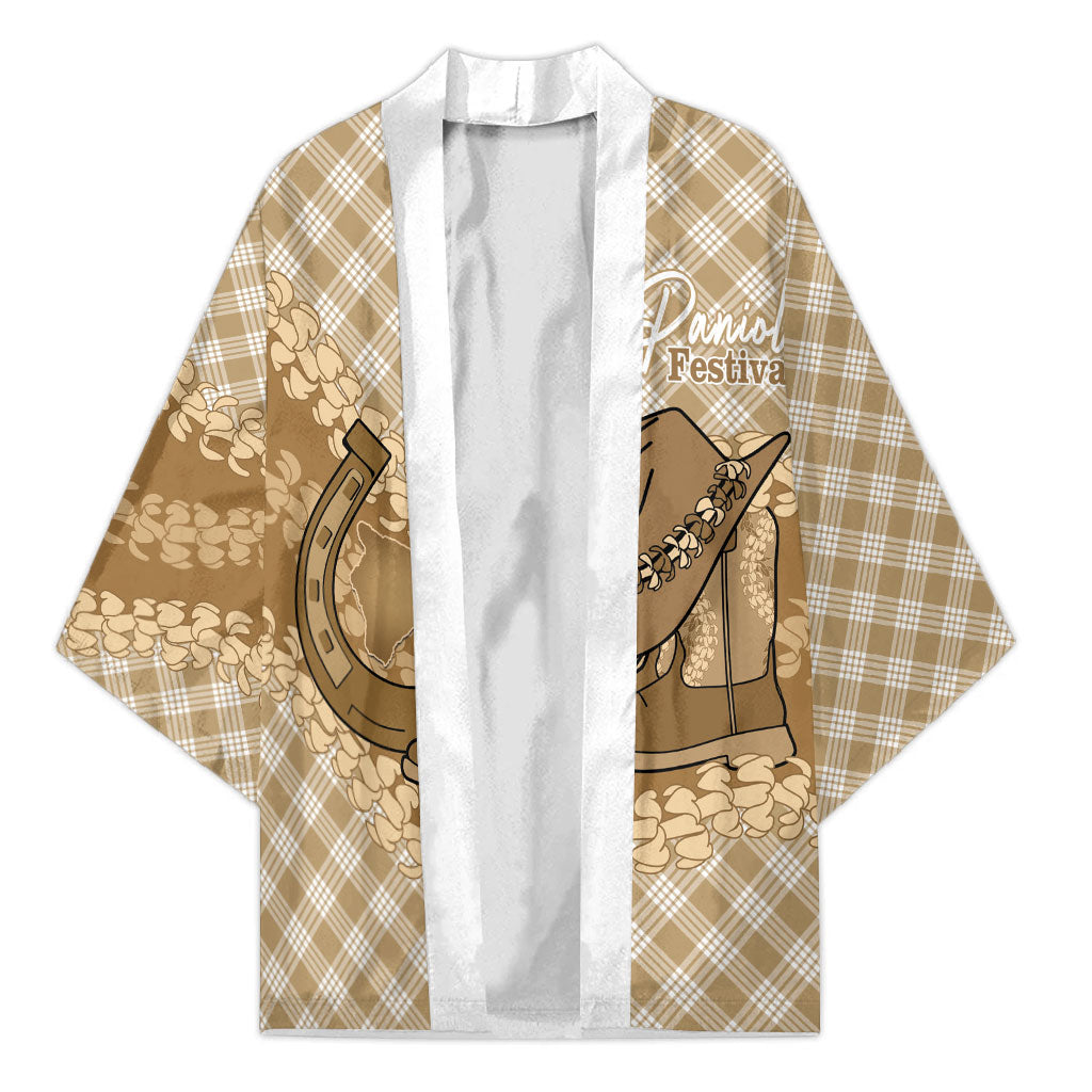 Makue Hawaii Cowboy Palaka Motifs Personalised Kimono Paniolo Festival Puakenikeni Lei