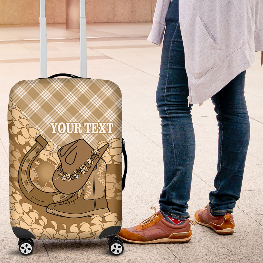 Makue Hawaii Cowboy Palaka Motifs Personalised Luggage Cover Paniolo Festival Puakenikeni Lei