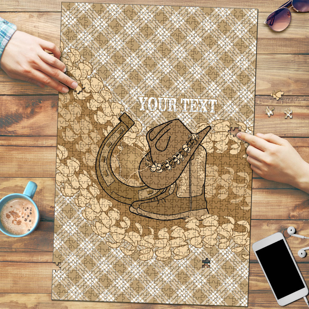 Makue Hawaii Cowboy Palaka Motifs Personalised Puzzle Paniolo Festival Puakenikeni Lei