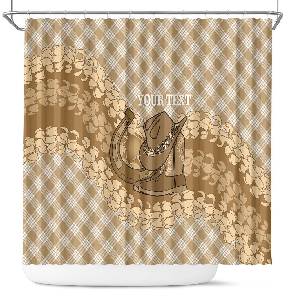 Makue Hawaii Cowboy Palaka Motifs Personalised Shower Curtain Paniolo Festival Puakenikeni Lei