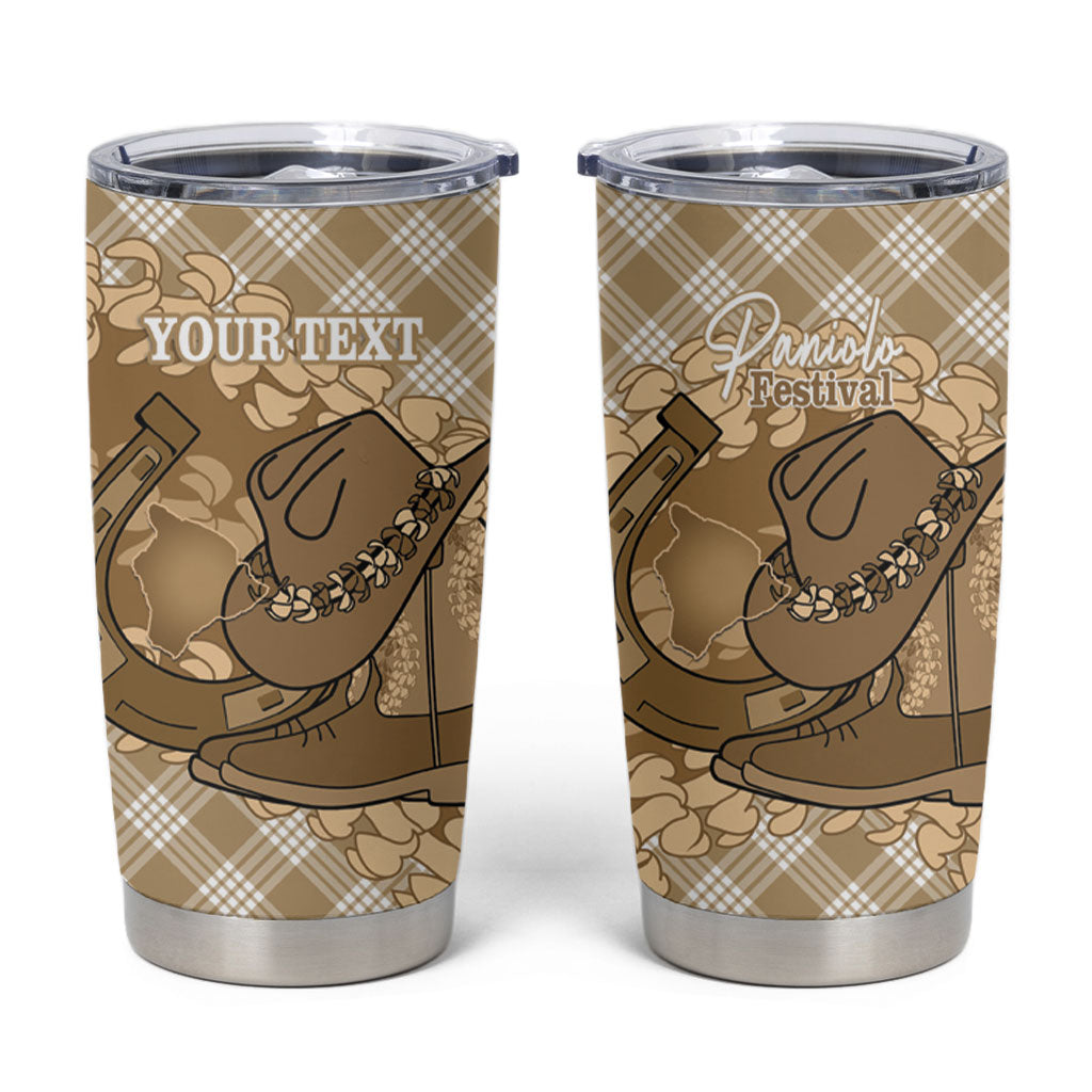 Makue Hawaii Cowboy Palaka Motifs Personalised Tumbler Cup Paniolo Festival Puakenikeni Lei