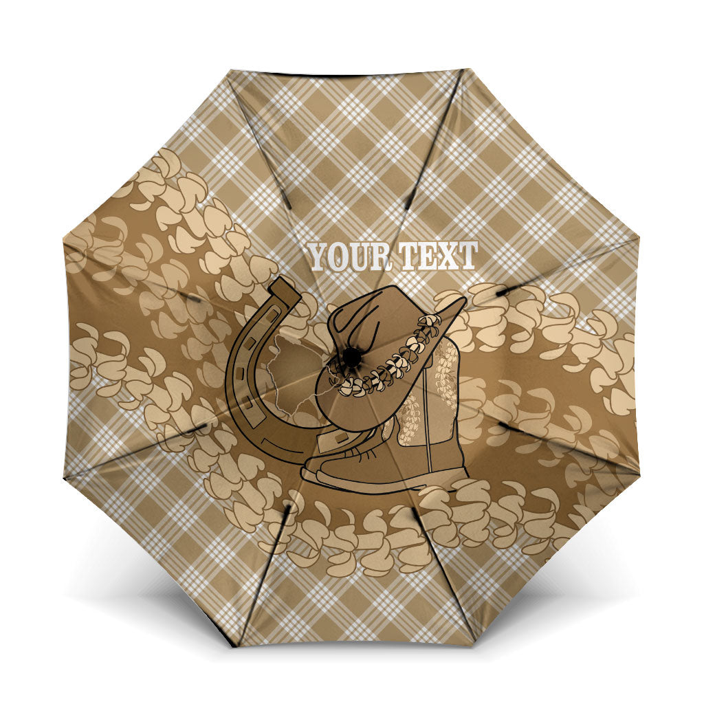 Makue Hawaii Cowboy Palaka Motifs Personalised Umbrella Paniolo Festival Puakenikeni Lei