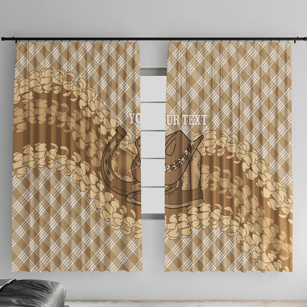 Makue Hawaii Cowboy Palaka Motifs Personalised Window Curtain Paniolo Festival Puakenikeni Lei