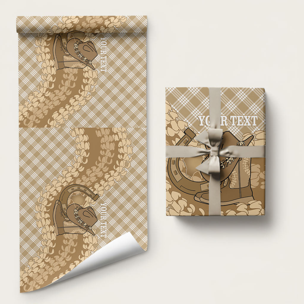 Makue Hawaii Cowboy Palaka Motifs Personalised Wrapping Paper Paniolo Festival Puakenikeni Lei