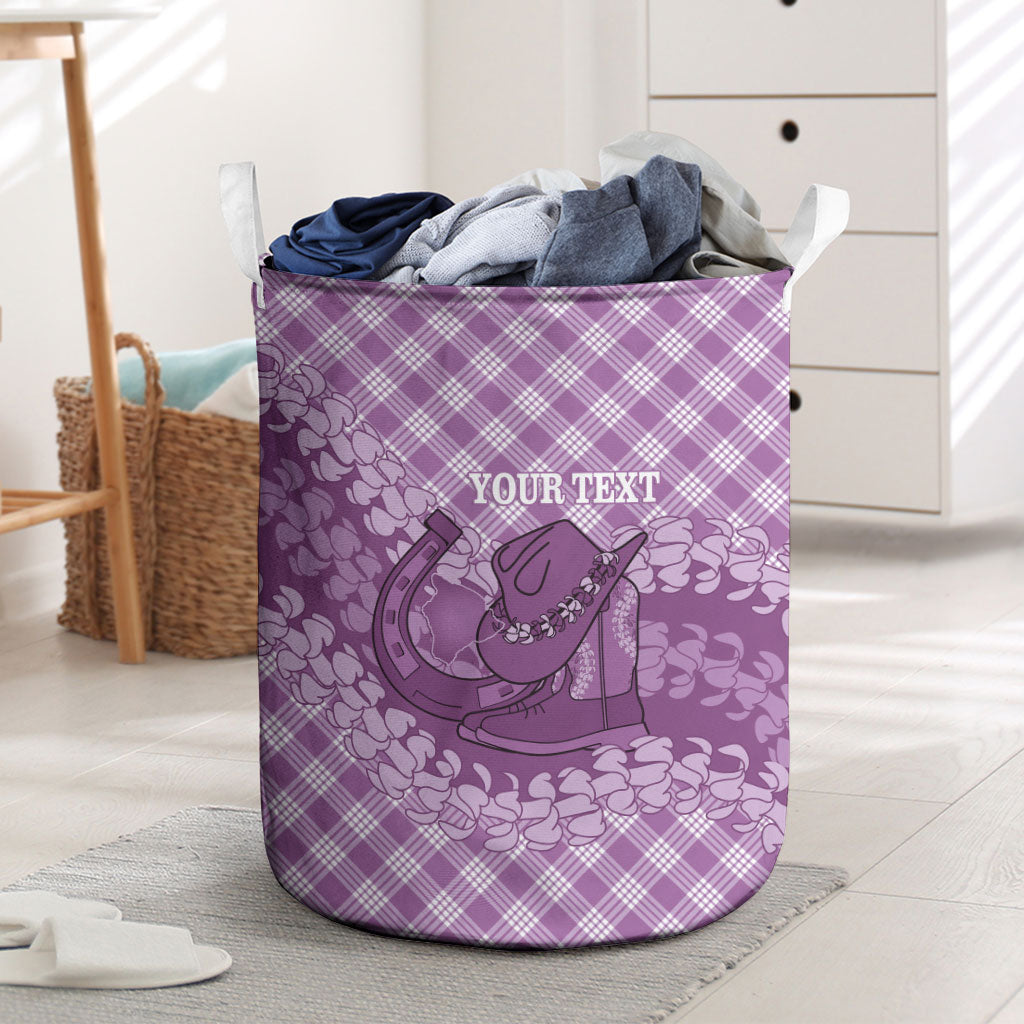Poni Hawaii Cowboy Palaka Motifs Personalised Laundry Basket Paniolo Festival Puakenikeni Lei