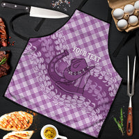 Poni Hawaii Cowboy Palaka Motifs Personalised Apron Paniolo Festival Puakenikeni Lei LT14 Purple - Polynesian Pride